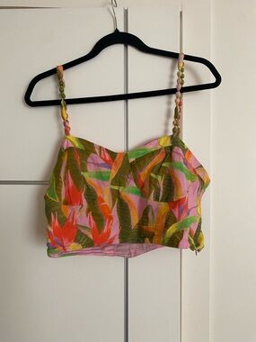 Farm Rio Tropical Print Pink Crop Cami Top